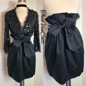 BCBG Max Azria 🖤 "stella" 2 pockets paper-bag style formal evening belted skirt